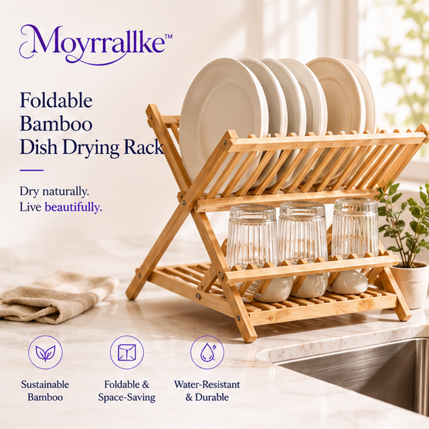 Moyrrallke™ Foldable Bamboo Dish Drying Rack