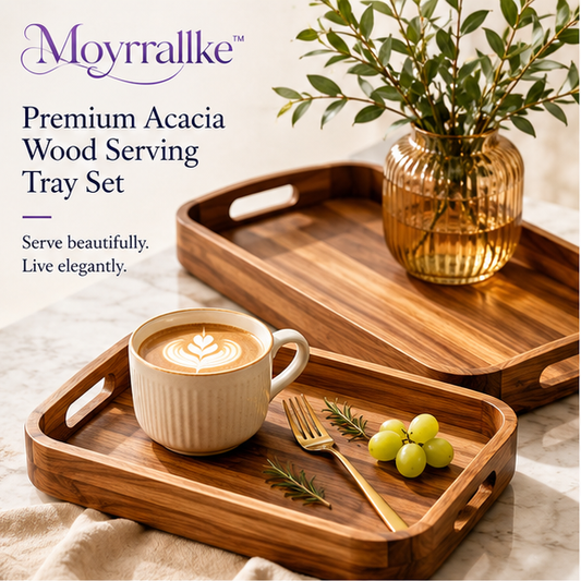 Moyrrallke™ Premium Acacia Wood Serving Tray Set