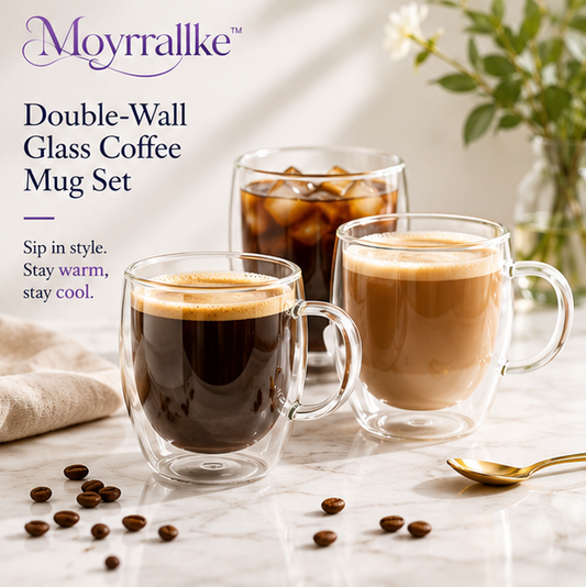 Moyrrallke™ Double-Wall Glass Coffee Mug Set
