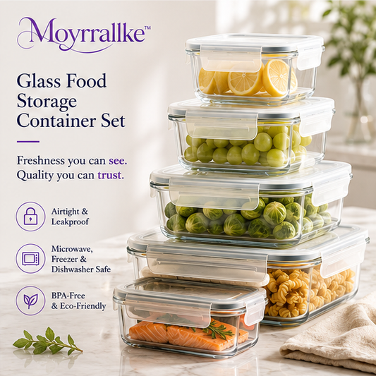 Moyrrallke™ Glass Food Storage Container Set